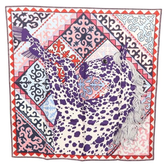 HERMES Carre 90 Scarf ""Appaloosa des Steppes"" Silk Purple - Picture 1 of 16